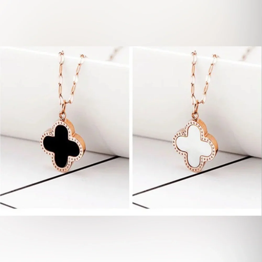 NEW Luxuriously Flower Four Leaf Clover Lucky Charm Necklace - Picture 7 of 14